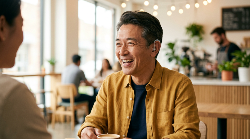 佩戴現代AI智能助聽器作為職業性失聰治療方案，重拾清晰聽力。Heari 傾耳聽 香港聽力中心 | 立即登記免費聽力測試