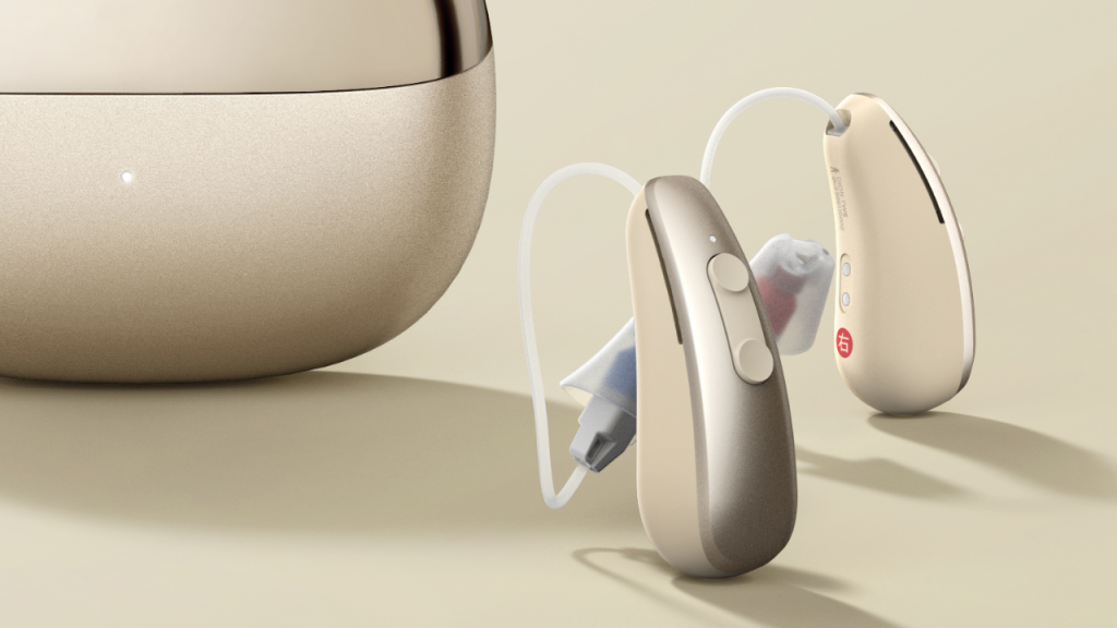 Heari AI RIC耳背式助聽器 (金色) | 深入了解 Heari 傾耳聽 AI RIC 助聽器，探索其卓越的智能降噪功能、AI 晶片技術、規格及價錢｜Heari 傾耳聽 (MF Jebsen)