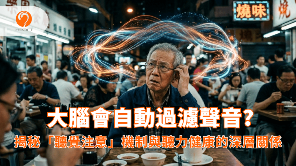 亞洲長者在嘈雜環境中聽覺困難示意圖。Heari 傾耳聽 香港聽力中心 | 立即登記免費聽力測試